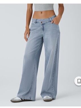 HALARA crossover waist Light Blue Wide Leg Jeans